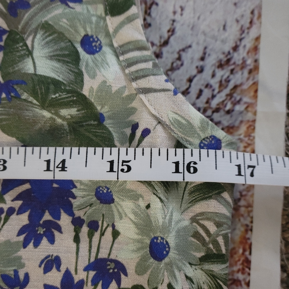 Tara Jarmon Off-white Blue Dress with Pampas And Flowers Print In Linen - Picture 8 of 9